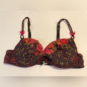 Aubade Paris pink and gold multicolor bra with butterfly details